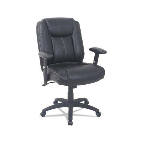 Alera Cc Series Executive Mid-back Leather Chair With Adjustable Arms, Supports Up To 275 Lbs., Black Seat-back, Black Base