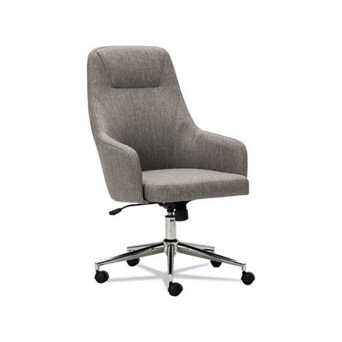 Alera Captain Series High-back Chair, Supports Up To 275 Lbs., Gray Tweed Seat-gray Tweed Back, Chrome Base