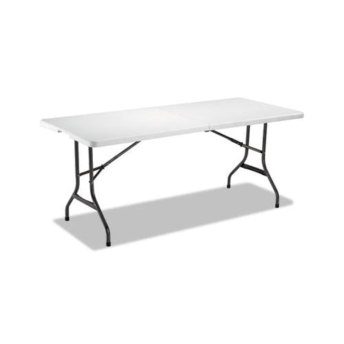 Fold-in-half Resin Folding Table, 72w X 29.63d X 29.25h, White