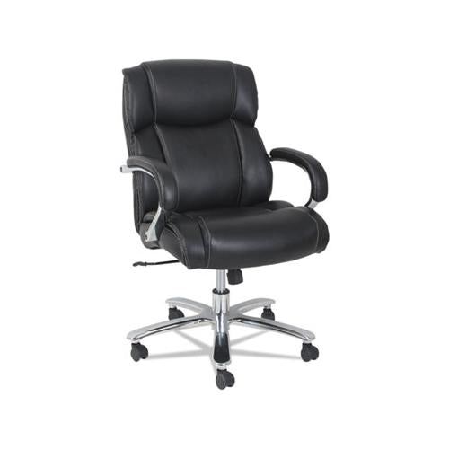 Alera Maxxis Series Big And Tall Leather Chair, Supports Up To 450 Lbs., Black Seat-black Back, Chrome Base