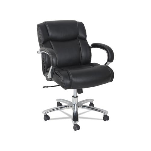Alera Maxxis Series Big And Tall Leather Chair, Supports Up To 350 Lbs., Black Seat-black Back, Chrome Base