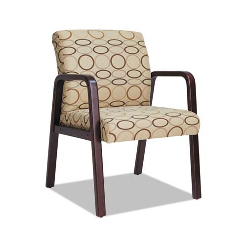 Alera Reception Lounge Wl Series Guest Chair, 24.21'' X 26.14'' X 32.67'', Tan Seat-tan Back, Mahogany Base