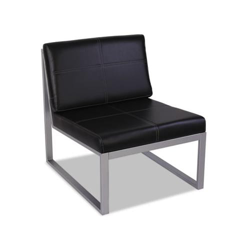 Alera Ispara Series Armless Chair, 26.38" X 31.13" X 30", Black Seat-black Back, Silver Base