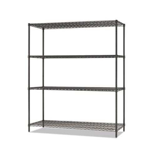 All-purpose Wire Shelving Starter Kit, 4-shelf, 60 X 18 X 72, Black Anthracite Plus