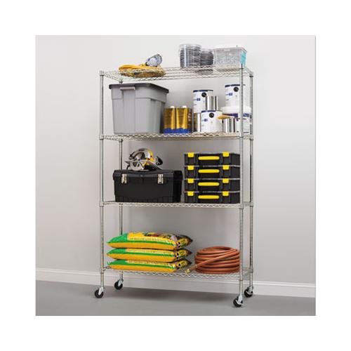 Nsf Certified 4-shelf Wire Shelving Kit With Casters, 48w X 18d X 72h, Silver