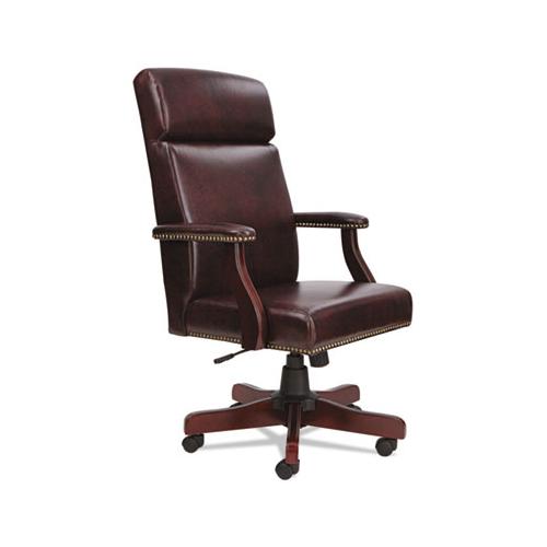 Alera Traditional Series High-back Chair, Supports Up To 275 Lbs, Oxblood Burgundy Seat-oxblood Burgundy Back, Mahogany Base