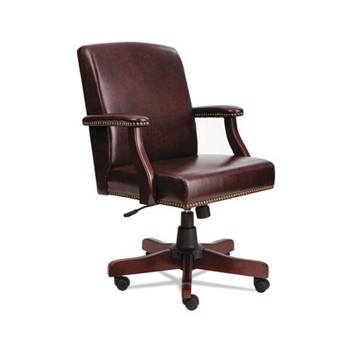 Alera Traditional Series Mid-back Chair, Supports Up To 275 Lbs, Oxblood Burgundy Seat-oxblood Burgundy Back, Mahogany Base