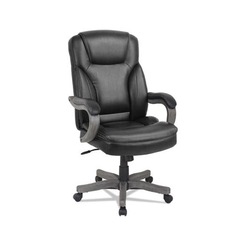 Alera Transitional Series Executive Wood Chair, Supports Up To 275 Lbs., Black Seat-black Back, Gray Ash Base