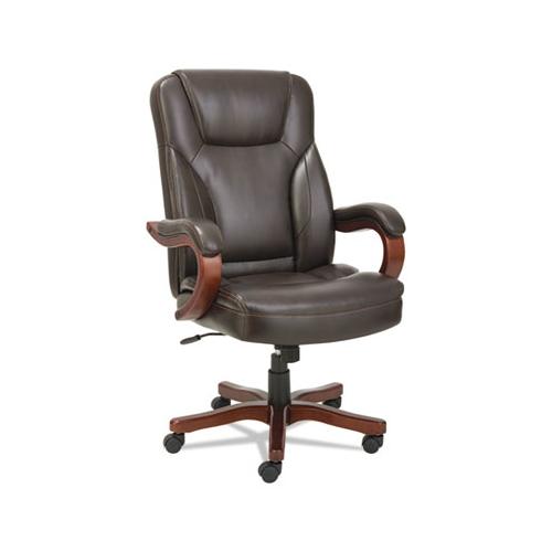 Alera Transitional Series Executive Wood Chair, Supports Up To 275 Lbs., Chocolate Marble Seat-back, Walnut Base