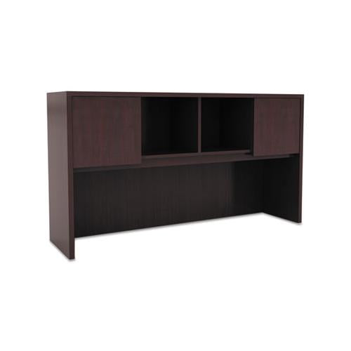 Alera Valencia Series Hutch With Doors, 58.88w X 15d X 35.38h, Mahogany
