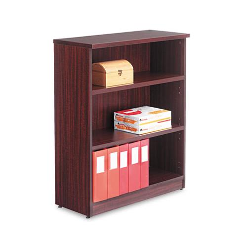 Alera Valencia Series Bookcase, Three-shelf, 31 3-4w X 14d X 39 3-8h, Mahogany