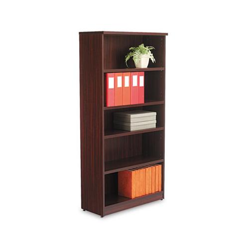 Alera Valencia Series Bookcase, Five-shelf, 31 3-4w X 14d X 64 3-4h, Mahogany