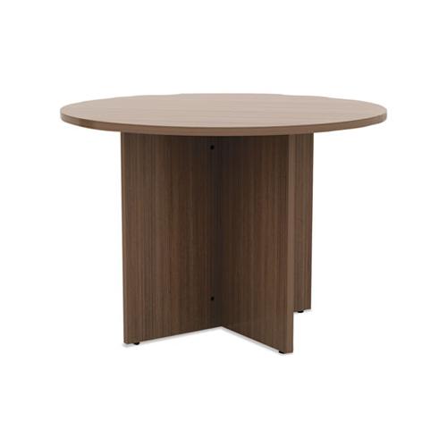 Alera Valencia Round Conference Table W-legs, 29 1-2h X 42 Dia., Modern Walnut