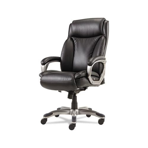 Alera Veon Series Executive High-back Leather Chair, Supports Up To 275 Lbs, Black Seat-black Back, Graphite Base
