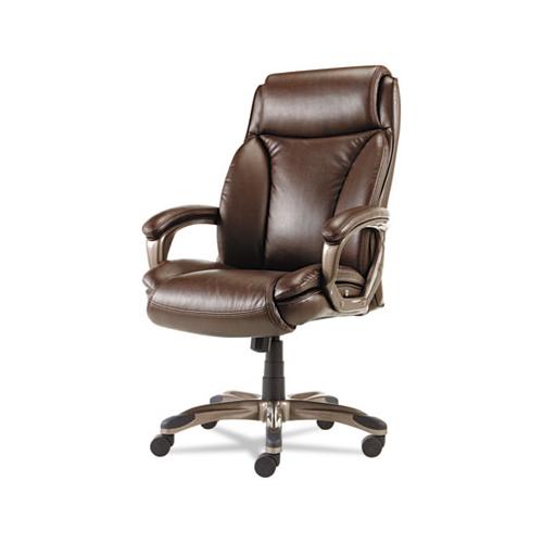 Alera Veon Series Executive High-back Leather Chair, Supports Up To 275 Lbs., Brown Seat-brown Back, Bronze Base