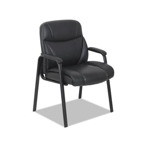 Leather Guest Chair, 25.63" X 26" X 37.63", Black Seat-black Back, Black Base