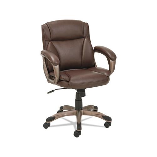 Alera Veon Series Low-back Leather Task Chair, Supports Up To 275 Lbs., Brown Seat-brown Back, Bronze Base