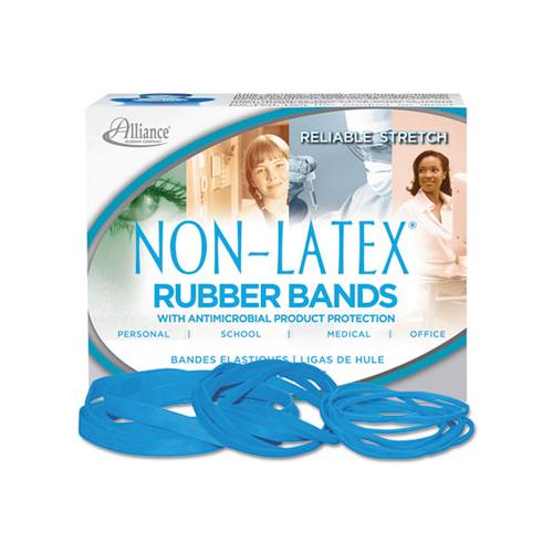 Antimicrobial Non-latex Rubber Bands, Size 117b, 0.06" Gauge, Cyan Blue, 4 Oz Box, 62-box