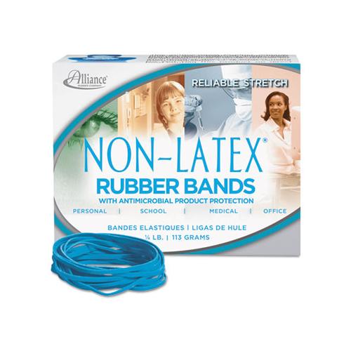 Antimicrobial Non-latex Rubber Bands, Size 33, 0.04" Gauge, Cyan Blue, 4 Oz Box, 180-box