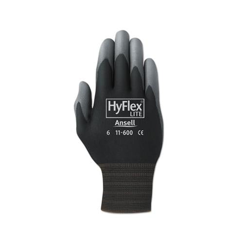 Hyflex Lite Gloves, Black-gray, Size 10, 12 Pairs
