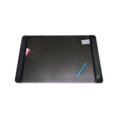 Executive Desk Pad With Antimicrobial Protection, Leather-like Side Panels, 36 X 20, Black