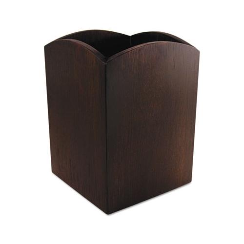Bamboo Curved Pencil Cup, 3 X 3  4 1-4, Espresso Brown
