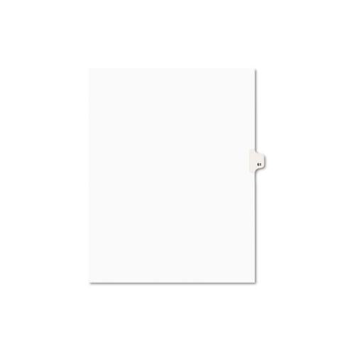 Preprinted Legal Exhibit Side Tab Index Dividers, Avery Style, 10-tab, 61, 11 X 8.5, White, 25-pack, (1061)