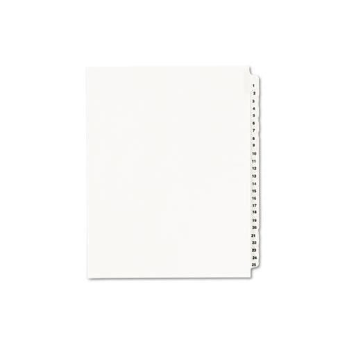 Preprinted Legal Exhibit Side Tab Index Dividers, Avery Style, 25-tab, 1 To 25, 11 X 8.5, White, 1 Set, (1330)