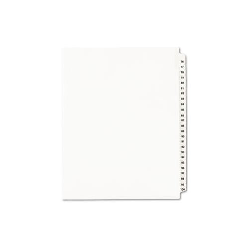 Preprinted Legal Exhibit Side Tab Index Dividers, Avery Style, 25-tab, 76 To 100, 11 X 8.5, White, 1 Set, (1333)