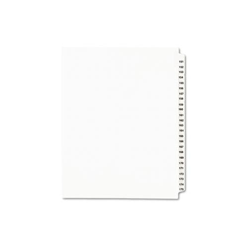 Preprinted Legal Exhibit Side Tab Index Dividers, Avery Style, 25-tab, 151 To 175, 11 X 8.5, White, 1 Set, (1336)