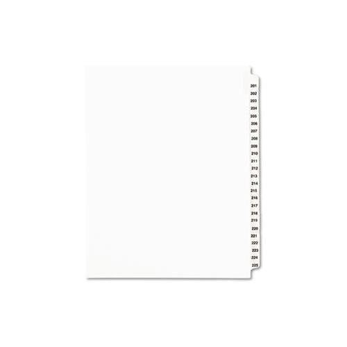 Preprinted Legal Exhibit Side Tab Index Dividers, Avery Style, 25-tab, 201 To 225, 11 X 8.5, White, 1 Set, (1338)