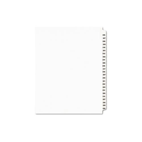 Preprinted Legal Exhibit Side Tab Index Dividers, Avery Style, 25-tab, 226 To 250, 11 X 8.5, White, 1 Set, (1339)