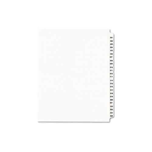 Preprinted Legal Exhibit Side Tab Index Dividers, Avery Style, 25-tab, 301 To 325, 11 X 8.5, White, 1 Set, (1342)