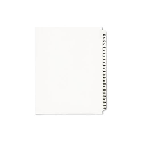 Preprinted Legal Exhibit Side Tab Index Dividers, Avery Style, 25-tab, 376 To 400, 11 X 8.5, White, 1 Set, (1345)