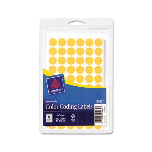 Handwrite Only Self-adhesive Removable Round Color-coding Labels, 0.5" Dia., Neon Orange, 60-sheet, 14 Sheets-pack, (5062)