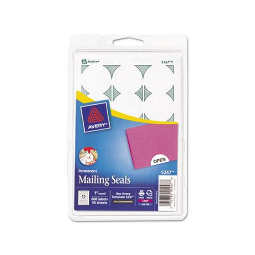 Printable Mailing Seals, 1" Dia., White, 15-sheet, 40 Sheets-pack, (5247)