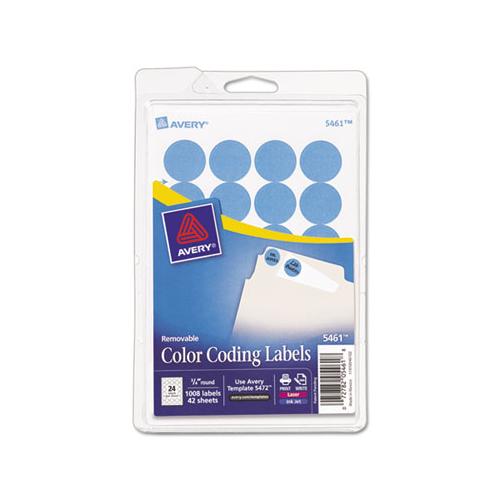 Printable Self-adhesive Removable Color-coding Labels, 0.75" Dia., Light Blue, 24-sheet, 42 Sheets-pack, (5461)
