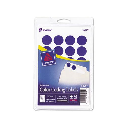Printable Self-adhesive Removable Color-coding Labels, 0.75" Dia., Dark Blue, 24-sheet, 42 Sheets-pack, (5469)