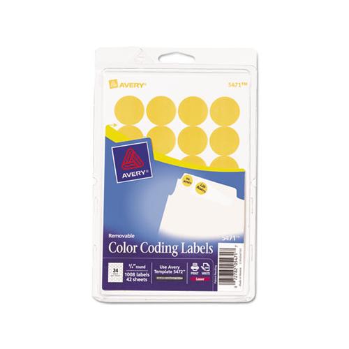 Printable Self-adhesive Removable Color-coding Labels, 0.75" Dia., Neon Orange, 24-sheet, 42 Sheets-pack, (5471)
