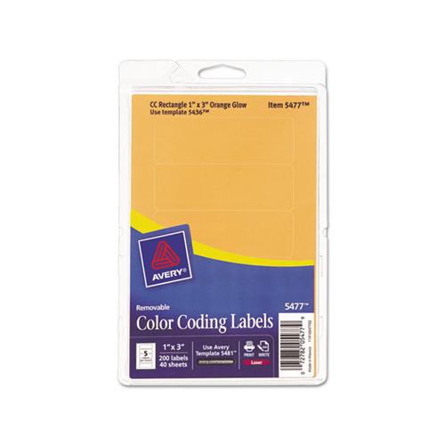 Printable Self-adhesive Removable Color-coding Labels, 1 X 3, Neon Orange, 5-sheet, 40 Sheets-pack, (5477)