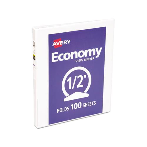 Economy View Binder With Round Rings , 3 Rings, 0.5" Capacity, 11 X 8.5, White, (5706)