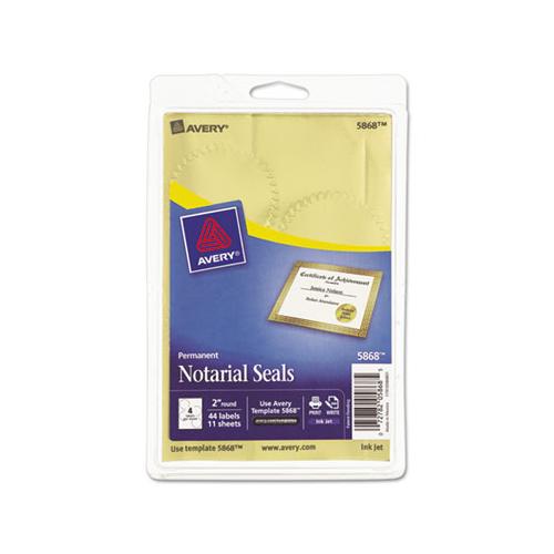 Printable Gold Foil Seals, 2" Dia., Gold, 4-sheet, 11 Sheets-pack, (5868)