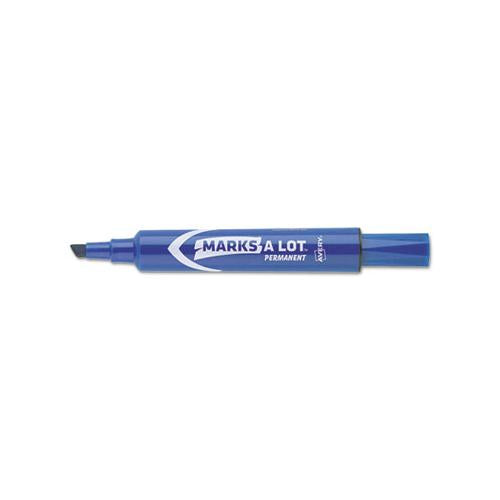 Marks A Lot Regular Desk-style Permanent Marker, Broad Chisel Tip, Blue, Dozen, (7886)