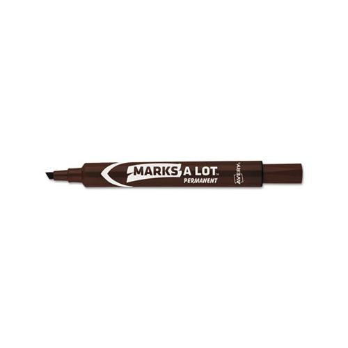 Marks A Lot Large Desk-style Permanent Marker, Broad Chisel Tip, Brown, Dozen, (8881)