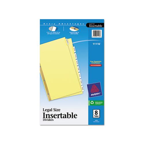 Insertable Standard Tab Dividers, 8-tab, Legal