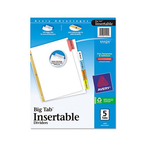 Insertable Big Tab Dividers, 5-tab, Letter