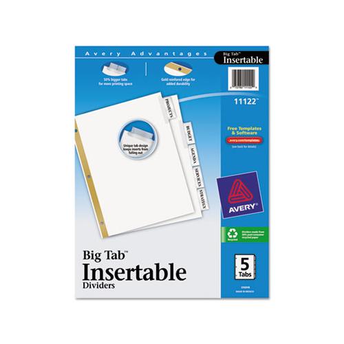 Insertable Big Tab Dividers, 5-tab, Letter