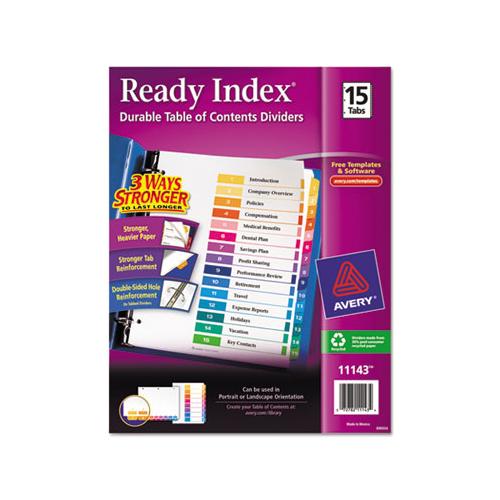 Customizable Toc Ready Index Multicolor Dividers, 15-tab, Letter
