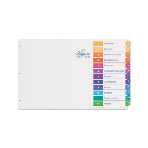 Customizable Toc Ready Index Multicolor Dividers, 12-tab, 11 X 17
