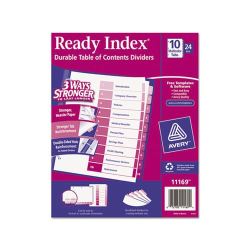 Customizable Toc Ready Index Multicolor Dividers, 10-tab, Letter, 24 Sets